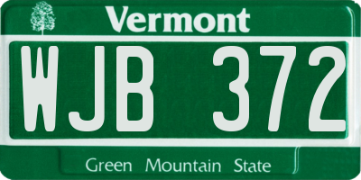 VT license plate WJB372