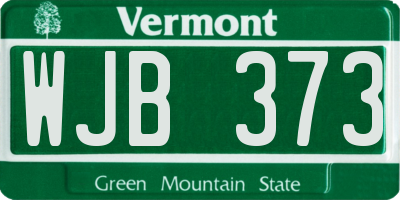 VT license plate WJB373