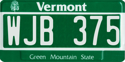 VT license plate WJB375