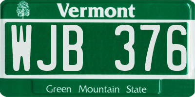 VT license plate WJB376