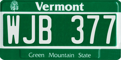 VT license plate WJB377