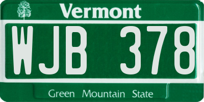VT license plate WJB378