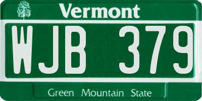 VT license plate WJB379