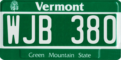 VT license plate WJB380