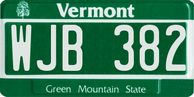 VT license plate WJB382