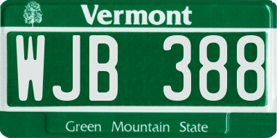 VT license plate WJB388