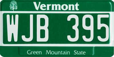 VT license plate WJB395