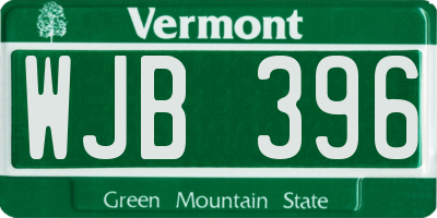 VT license plate WJB396