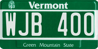 VT license plate WJB400
