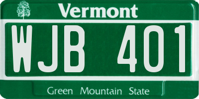 VT license plate WJB401