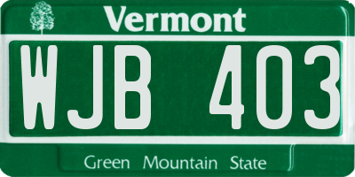 VT license plate WJB403