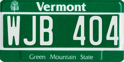 VT license plate WJB404