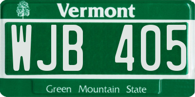 VT license plate WJB405
