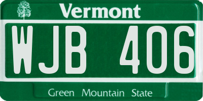 VT license plate WJB406
