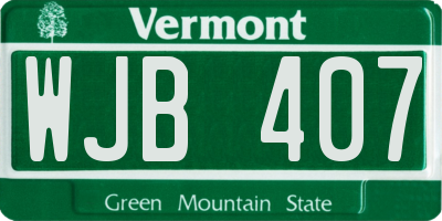 VT license plate WJB407