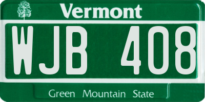 VT license plate WJB408