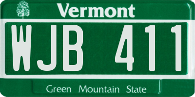 VT license plate WJB411