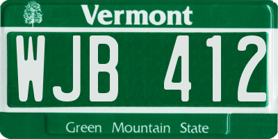VT license plate WJB412