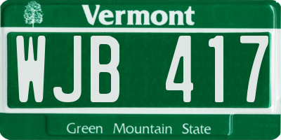 VT license plate WJB417