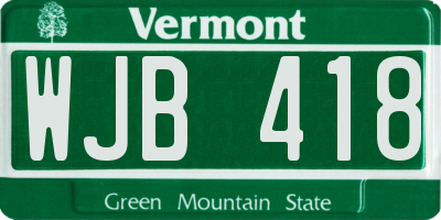 VT license plate WJB418
