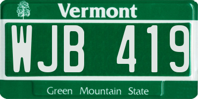 VT license plate WJB419