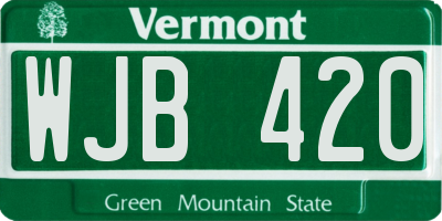 VT license plate WJB420