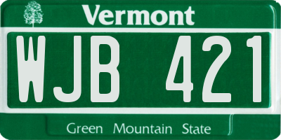 VT license plate WJB421