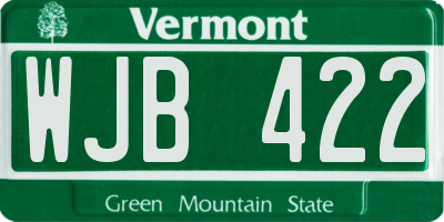 VT license plate WJB422