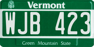 VT license plate WJB423