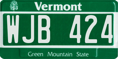 VT license plate WJB424