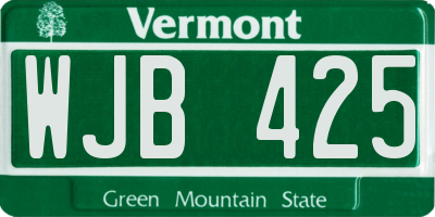 VT license plate WJB425