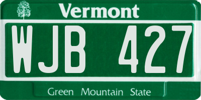 VT license plate WJB427