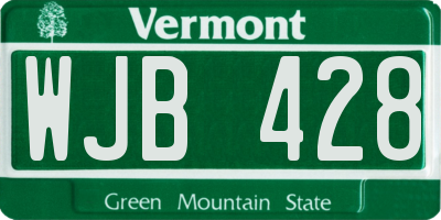 VT license plate WJB428
