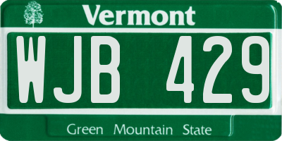 VT license plate WJB429