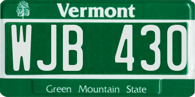 VT license plate WJB430