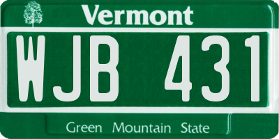 VT license plate WJB431