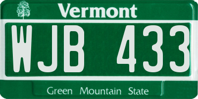 VT license plate WJB433