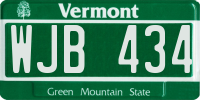 VT license plate WJB434