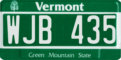 VT license plate WJB435