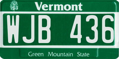 VT license plate WJB436