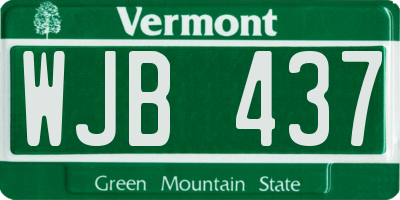 VT license plate WJB437