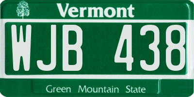VT license plate WJB438