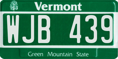 VT license plate WJB439