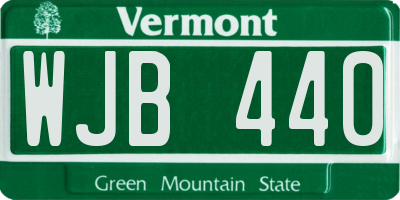 VT license plate WJB440