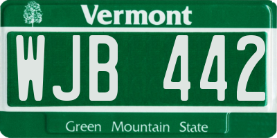 VT license plate WJB442