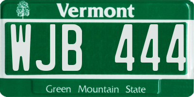 VT license plate WJB444