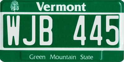 VT license plate WJB445
