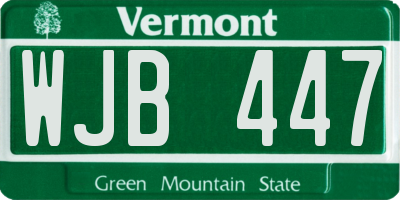 VT license plate WJB447