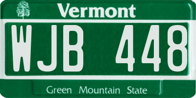 VT license plate WJB448
