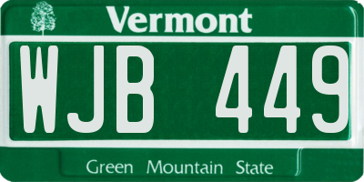 VT license plate WJB449